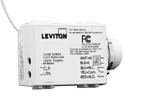 Leviton WST12-10 LevNet RF Threaded Mount 5-Wire 1500 Relay Receiver, 120VAC