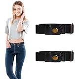 No Buckle Belts for Men,2 Pack Adjustable Buckless Belts Side Belts No Buckle for Women,Stretch Belt Loops for Pants Jeans (Black)