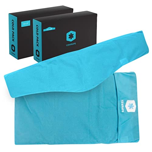 ICEWRAPS Neck and Shoulder Ice Pack with Cover and 12x21 Large Cold Therapy Pack with Cover Bundle - Reusable Clay Pack for Muscle and Chronic Pain Relief, Cervical, Back, Hip, and Knee Injuries