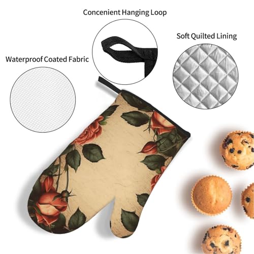 Lot de 4 maniques motif roses élégantes pour cuisson au four - 5