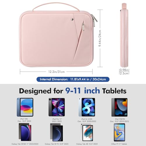 Image of MoKo 9-11 Inch Tablet Sleeve Carry Case Padded Protective Bag with Handle | Fits New 11-inch iPad Air 4 2026 /Pro M5 / A16, iPad 10th /Air 5 /4th 10.9, i-Pad 9 /8th 10.2,Tab S9 /S8 11, Pink