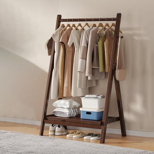Porte-vêtements peu encombrant en bambou pour chambre et entrée moderne