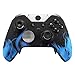 eXtremeRate Blue Flame Fire Faceplate Cover, Soft Touch Front Housing Shell Case, Comfortable Soft Grip Replacement Kit for Xbox One Elite Controller with Thumbstick Accent Rings - Model 1698