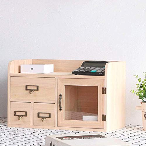 Scatola portaoggetti per organizzatori Cosmetici - Organizzatore da scrivania in Legno massello Forniture per Ufficio Custodia per Scatola portaoggetti per cancelleria Desktop con Manico in