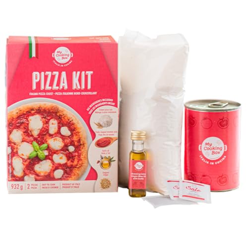 My Cooking Box Pizza dough kit - Products of Italy, Italian Pizza Crust, Includes: Type Flour, Tomato Pulp, Extra Virgin Olive Oil, Oregano and Sea Salt, All Ingredients in one Box, 2 Pizzas, 32.9 oz