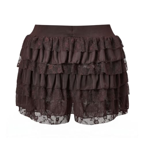 Image of NUFIWI Women Lolita Bloomers Ruffle Shorts Lace Cute Pumpkin Pants Sexy Boyshorts Layered Y2k Mini Shorts Pettipants