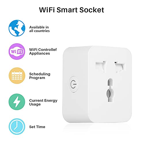 Tomshin Universal WiFi inteligente Tomada Compatível com Alexa Google Home Nenhuma Hub Obrigatório A