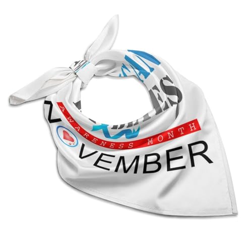 Csemeie Diabetes Awareness Month Blue Ribbon Bandana Hair Scarf Headband Adjustable Neckerchief for Men Women Decor