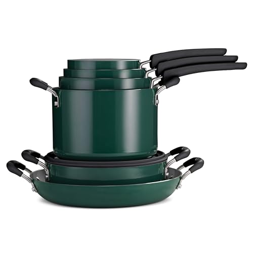 Image of Tramontina Ceramic Non Stick 11-Piece Nesting Pots and Pans Set - Teal