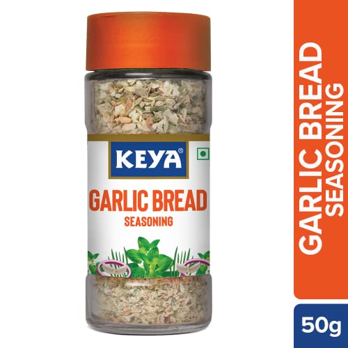 Image of Keya Garlic Bread Seasoning |All Natural & Healthy Spice Blend| Glass Bottle | Premium Herbs and Spices I No Preservatives | 50g