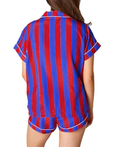 Image of NUFIWI 4th of July Pajamas Set for Women America Flag Short Sleeve Shirt Shorts 2 Piece Lounge Set Independence Outfits