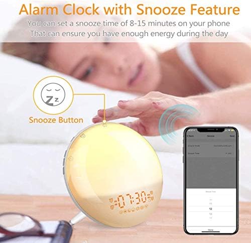 Sunrise Alarm Clock Wake-Up Light - Natural Light Alarm Clocks,with FM Radio,Sunrise/Sunset Simulation,Snooze,Sleep Aid,Nightlight,USB Charger,4 Alarms,7 Sounds.20 Brightness,for Kids,Heavy Sleepers
