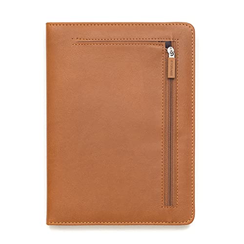 REGAL Vibrant A-5 PU Leather Hardbound Notebook Diary Journal with Stylish Expandable Pocket, 272 pages, 80 gsm (Ochre Brown)