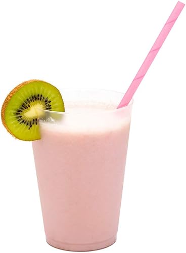 Paja de papel rosa biodegradable, 0.236in - 7 34 pulgadas - Caja de 25 unidades - Utensilios para restauración