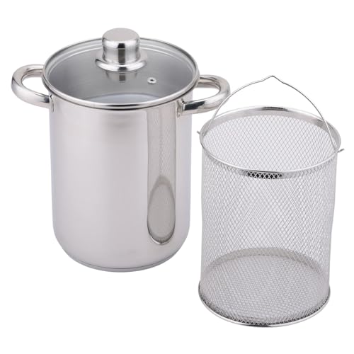 BAUMALU - Cuiseur à Asperges en Acier Inoxydable - Couvercle Verre, Poignées Inox - Tous Feux...