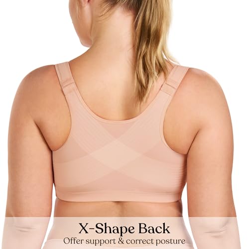 Image of HSIA Posture Bras for Women - Front Closure Bra for Women No Underwire Back Support Plus Size Full Coverage Bra