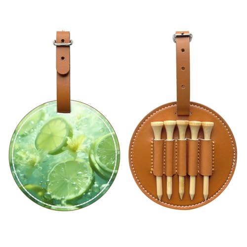 Fresh Lime Brown Printed golf tee storage bag - portable design, easy to organize tee