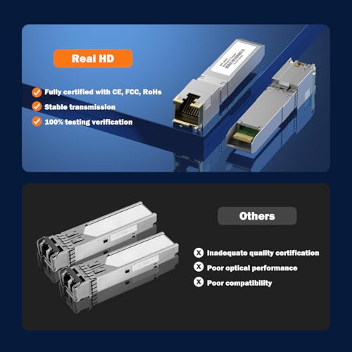 Image of [4-Pack] 10Gb SFP+ to RJ-45 Module Transceiver 98Ft (30m), 10 Gigabit SFP+ Copper Ethernet CAT6a Transceivers Compatible with 5Gb / 2.5Gb / 1Gb, NOT Compatible with Brand HP, Dell, Aruba, H3C