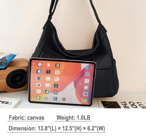 Image of Messenger Bag Hobo Crossbody Bags for Women Canvas Bag Crossbody Tote Bag Shoulder Bag