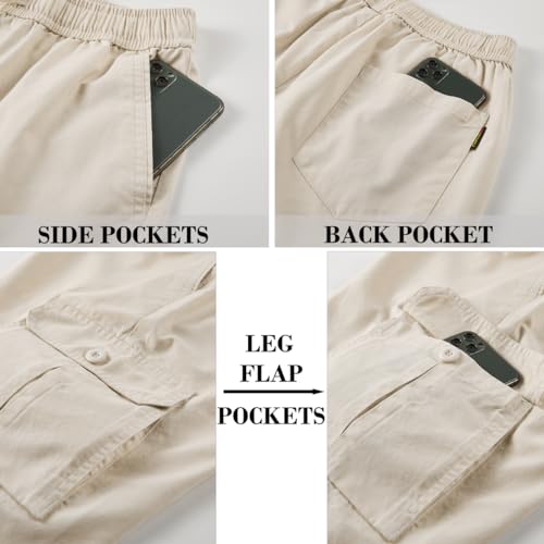 Msmsse Men's Cargo Shorts Elastic Waist Drawstring Summer Casual Cotton Work Athletic Shorts3