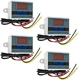4PCS XH-W3001 Digital Programmable Thermostat Switch with Waterproof Probe 12V 10A 120W DC Heating Cooling Temperature Controller, Compact Design for HVAC Aquariums Industrial Use (-50℃ to 110℃ Range)