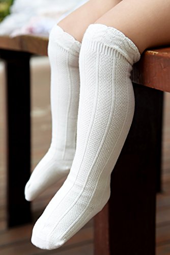 Happy Cherry Knee High Socks Baby Girls Long Tube Ruffled Socks Cute Warm Stockings(3 Pack)3