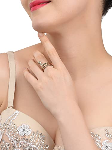 Image of ZAVERI PEARLS Antique Gold Tone Contemporary Adjustable Snake Finger Ring For Women-ZPFK9892