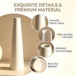 White Tall Conic Ceramic Flower Vase Decorative Floral Vase Taper Vase Table Top Small Narrow Neck Vases for Home Wedding Table Bedroom Living Room Office Desk