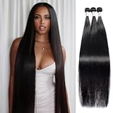 BELE 10A Straight Human Hair Bundles 40 40 40 inch Long Straight Invisible Weave Bundles Human Hair 100% Unprocessed Virgin Hair 3 Bundles Natural Black for Women