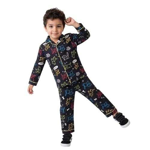 Image of CLAP Kids Cotton Printed Full Sleeves Night Suit
