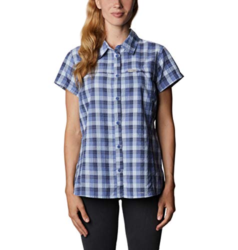 Columbia Women's Silver Ridge Novelty Short Sleeve Shirt, Velvet Cove Gingham, X-Large