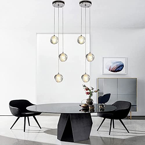 Lustre industriel rétro à 3 têtes en verre à bulles pour un plafond design
