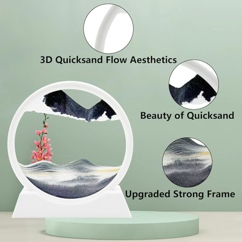 AzureLeap Sandbilder zum Drehen 3D Sandscape die Sandkunst in Tiefsee Fließende Sandmalerei Sandbild Geschenke Sanduhr Deko Aesthetic für Büro Wohnzimmer Schreibtisch Erwachsene (7-SCHWARZ)