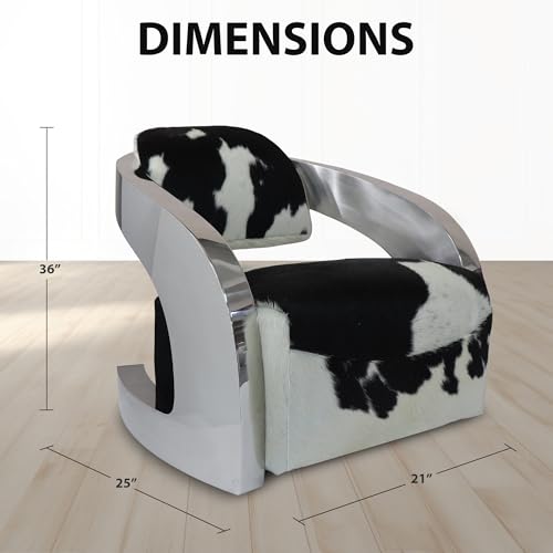 Sillón Curvo de Cuero con Estructura de Acero Negro miniatura 2