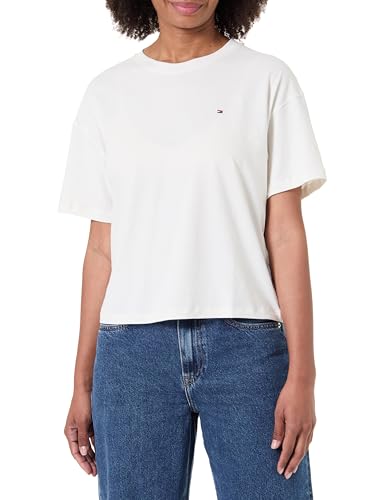 Tommy Hilfiger Women’s Short Sleeve Jersey Pyjama Top, Off-White (Ivory), S