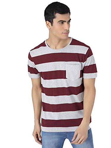 Image of KOTTY Multicolor Striped Pure Cotton Men TShirt