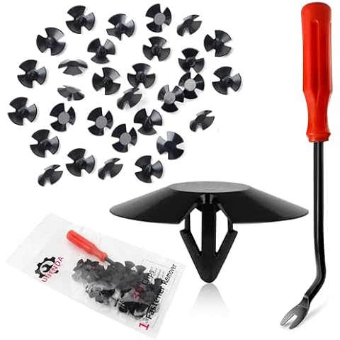 UNENDA 30pcs Hood Insulation Retainers with Fastener Remover - for Chrysler, Jeep, Dodge, Ram - Replace OEM 4878883AA LH LHS Nylon Clip Cover