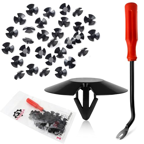 UNENDA 30pcs Hood Insulation Retainers with Fastener Remover - for Chrysler, Jeep, Dodge, Ram - Replace OEM 4878883AA LH LHS Nylon Clip