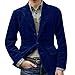 Men's Corduroy Blazer Slim Fit 2 Button Sport Coat Vintage Single Breasted Work Wear Notch Lapel Business Suit Jacket（Blue,Large