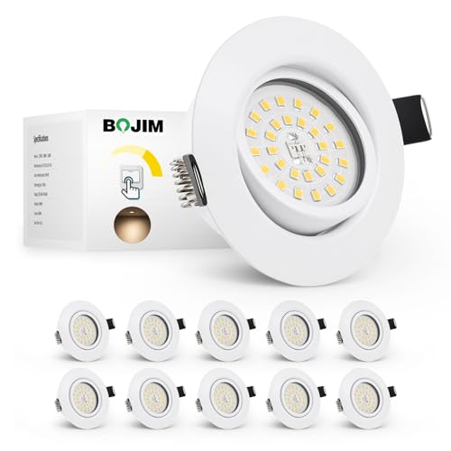 Bojim Faretti da Incasso per Cartongesso Dimmerabile, 10x Luci da Incasso Ultrasottili Luce Bianco Neutro 4000K 600LM, 5.5W Equivalenti a 60W, Spot Led da Incasso di 30° 220v 83Ra per Soggiorno