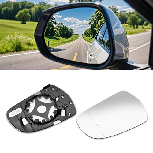 Wvoillty Spiegelglas Linkes Beheizbar Ersatzspiegelglas für AuDi A3(2010-2013), A4L B8(2013-2016), A5(2010-2016) mit Trägerplatte, Asphärisch / 8K0 857 535A