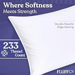 FluffCo Down Alternative Pillows King Size Set of 2 - King Bed Pillows for Sleeping - Made in USA - Cooling Surface and Machine Washable for Side, Back, and Stomach Sleepers - Image 3