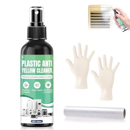 WEILAOK Sbiancante per Plastica Ingiallita, Sbiancante Plastica Ingiallita, Pulisce a Fondo e Rinnova, Contiene un Asciugamano e Guanti, Ampiamente Applicabile, Sicuro e Delicato, 100ml
