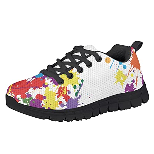 Yzaoxia Girls Sneakers Lace Up Black Sole Shoes Kids Running Tennis Shoes Lightweight Casual Walking Shoes Comfy Athletic Shoes Size 11-5