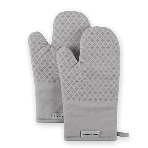 kitchenaid oven mitt set - KitchenAid Asteroid Cotton Oven Mitts with Silicone Grip, Set of 2, Grey, 2 Count