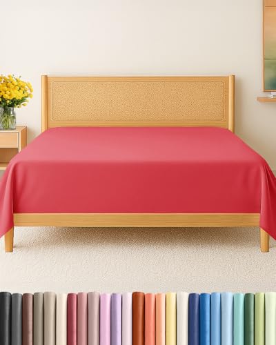 Drap plat Twin XL rouge doux pour éviter les draps trop courts