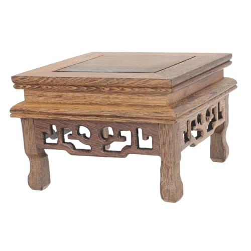 SUPVOX Piedistallo Espositivo per Vaso di Fiori in Legno di Zebrano Medio, Supporto Portavasi da Balcone Rustico per Arredamento Domestico e Giardino, Base Stabile per Esposizione