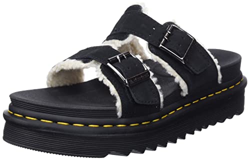 Dr. Martens Myles, Sandals Unisex Adulto, Black E.H. Suede & Cream Sherpa 8Mm, 38 EU
