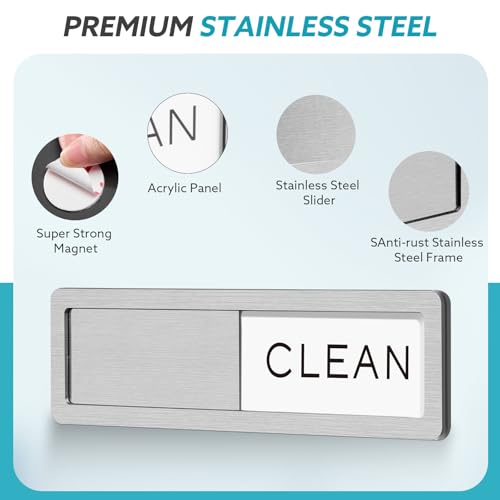 Rimaaiae Dishwasher Magnet Clean Dirty Sign, Strong Magnet Non-Scratch Clean Dirty Magnet for Dishwasher, Easy to Read & Slide #4