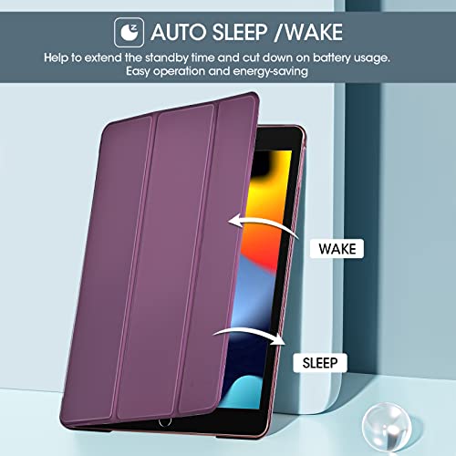 Image of ProCase for iPad 9th / 8th / 7th Generation Case 10.2 Inch (2021 /2020 /2019 Release), 10.2 iPad Case 9th / 8th / 7th Gen Cover, Slim Smart Cover with Translucent Hard Shell Back -Purple